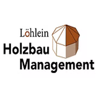 Das Logo für Löhlein Holzbau Management, mit einer braun-weißen Sechseckstruktur.
