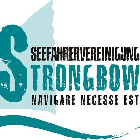 Logo der Seefahrervereinigung mit Schiffssymbol, Text auf Deutsch: 'Seefahrervereinigung Trongbow Navigare Necess Est'.