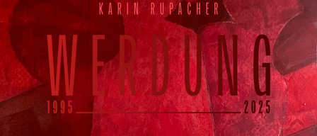 Das Bild zeigt den Titel 'Verdun' in fetter, roter Schrift, mit dem Namen der Autorin 'Karin Rupacher' darüber. Der Hintergrund ist tiefrot, mit einem strukturierten, fast abstrakten Muster.