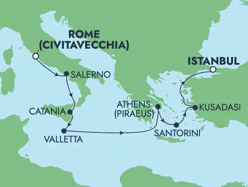 Route der Norwegian VIVA 22.07.2026 - 31.07.2026
