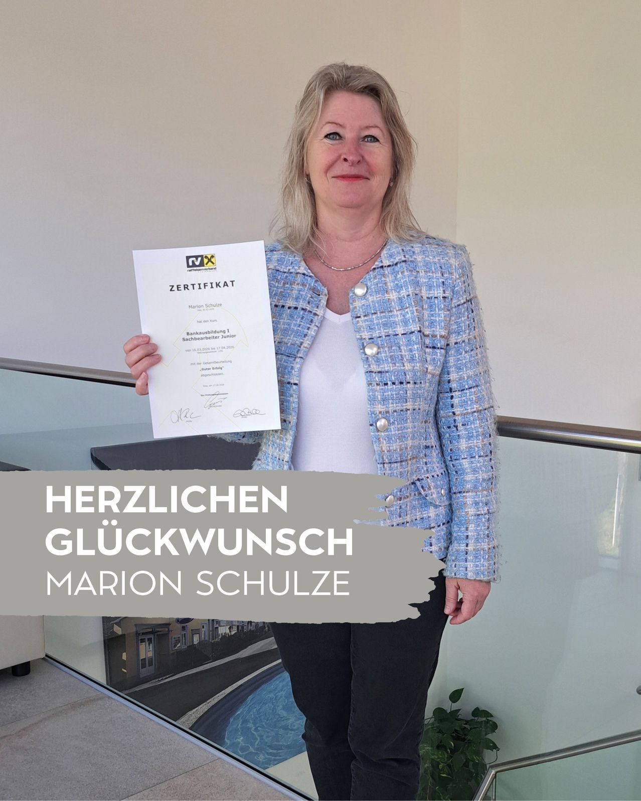 Bankausbildung Marion Schulze, Raiffeisenbank Kalsdorf-Lieboch-Stainz
