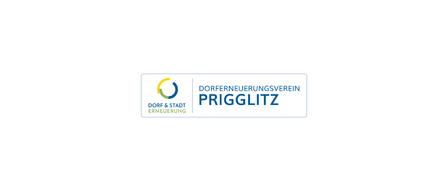 Das Logo für Dorf und Stadt Erneuerung Prigglitz zeigt ein kreisförmiges Symbol mit grünen und gelben Elementen. Der Text 'DORFERNEUERUNGSVEREIN PRIGGLITZ' ist in fetter blauer Schrift dargestellt.