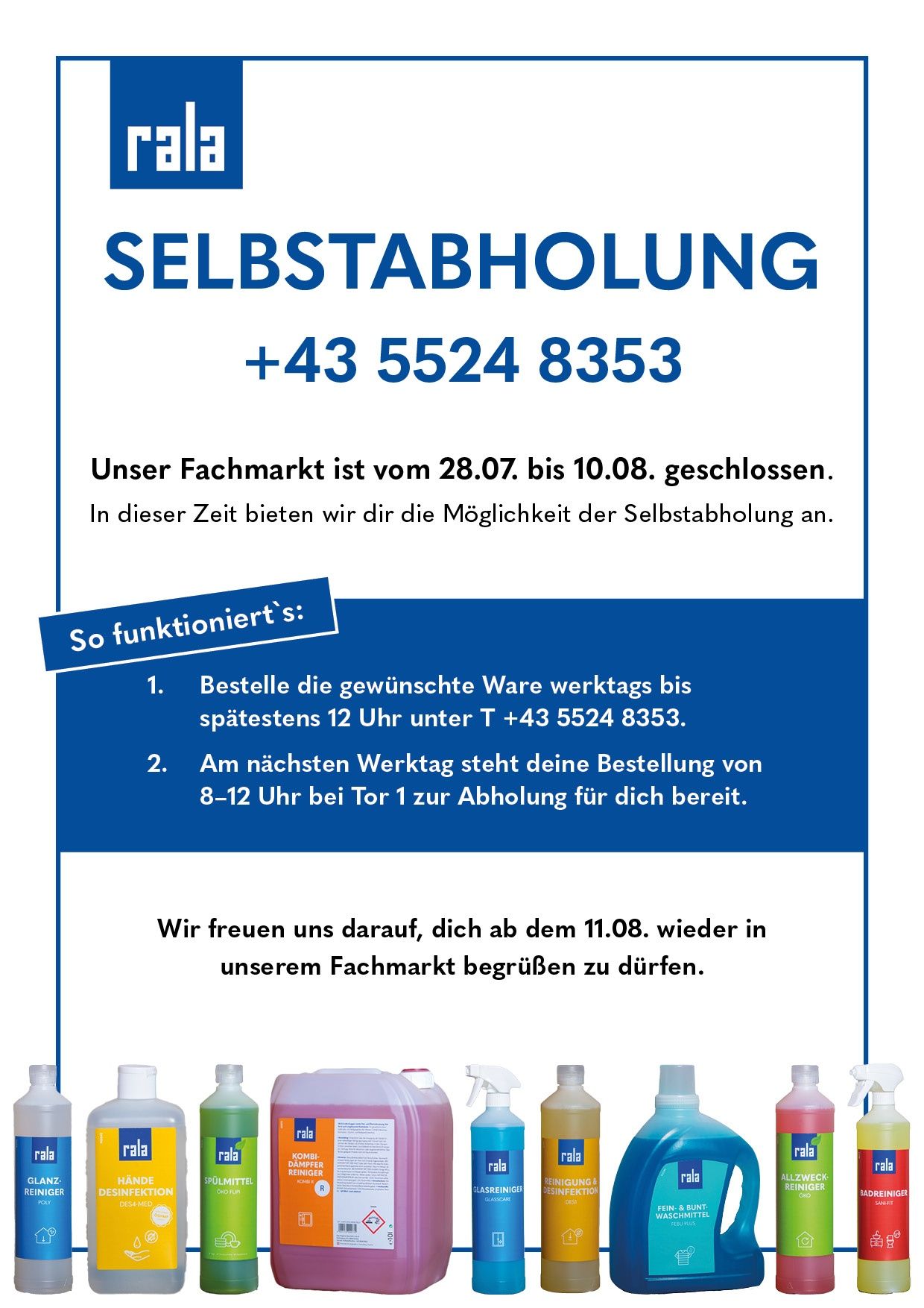 Selbstabholung Poster. Geschlossen vom 28.07. bis 10.08. Bestellen Sie bis zum 12.07. Abholen vom 8. bis 12.08. am Tor 1. Wiedereröffnung am 11.08.