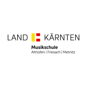 Ein schwarzer Hintergrund mit weißem Text, der 'LAND KARNTENEN' und 'Musikschule Alteren | Forschung | Mentinz' darunter steht.