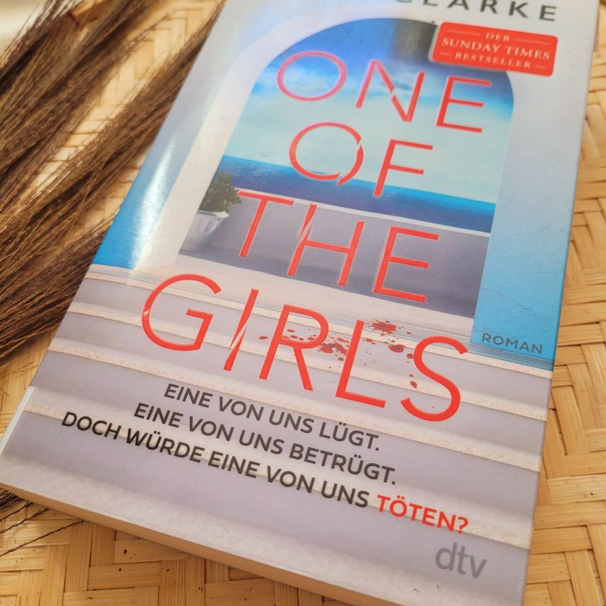 Buchcover von 'Eine von uns' mit einer Strandszene, Stufen und einem Zitat.