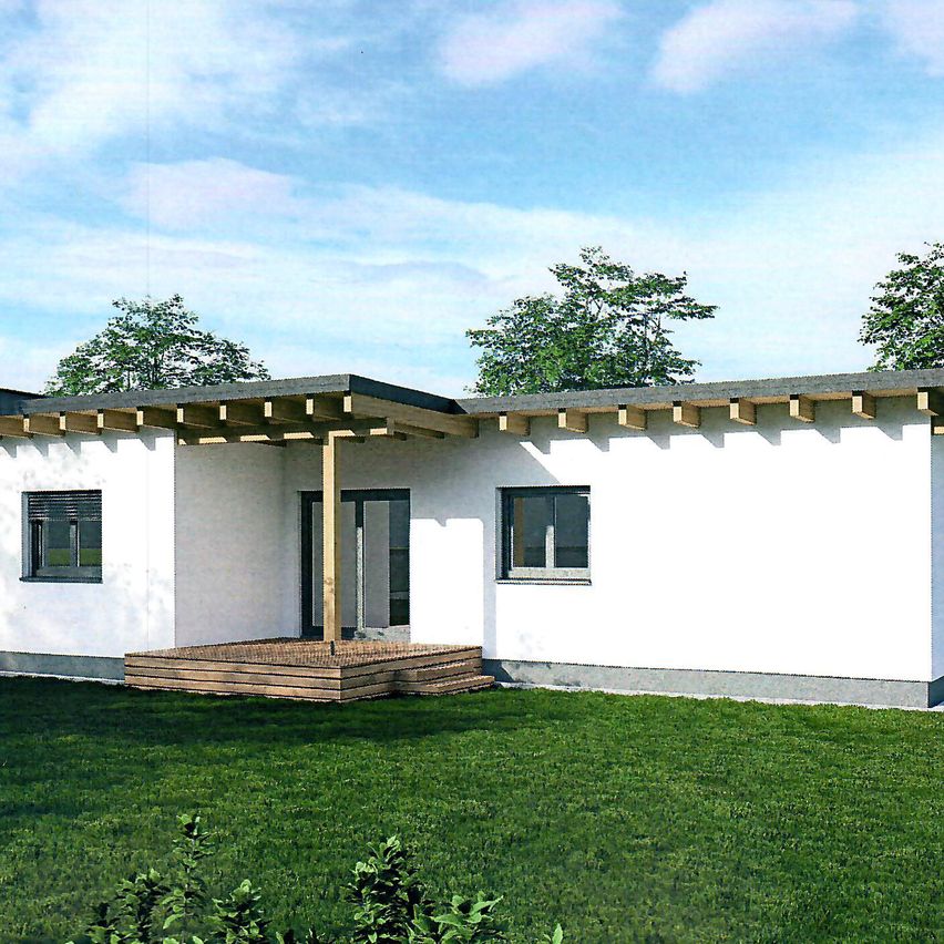 Bild enthält, Building, House, Housing, Porch, Grass, Patio, Pergola, Cottage, Car, Lawn