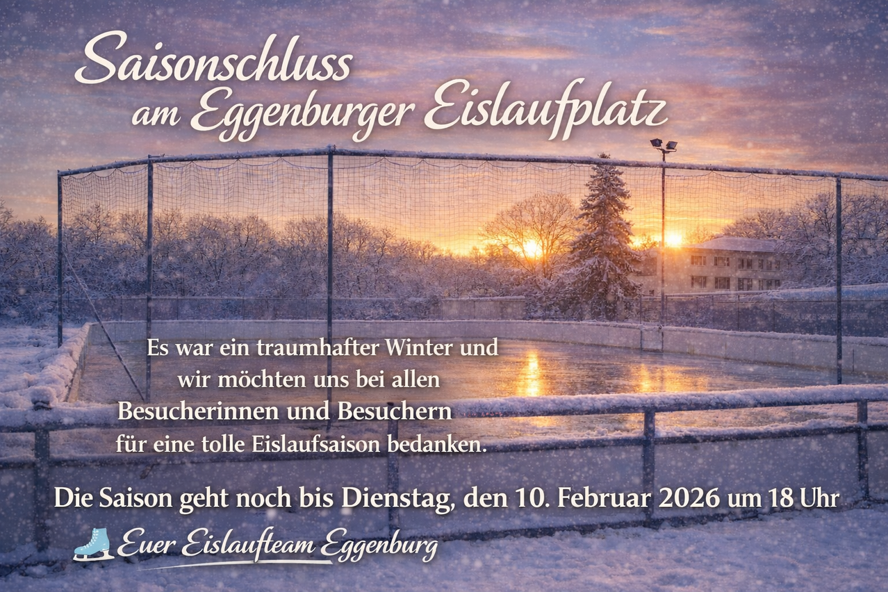 Snowshoeing event at Eggernburg ice skating rink. A dreamy winter. We want to thank all volunteers and visitors for a fantastic ice skating season. Until Tuesday, February 10, 2026, by the Ice Skating Team Eggernburg.