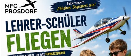 Poster for a model airplane flying event on September 6th, featuring two boys with model airplanes, a small competition, and a show program. The event is free with no cost.