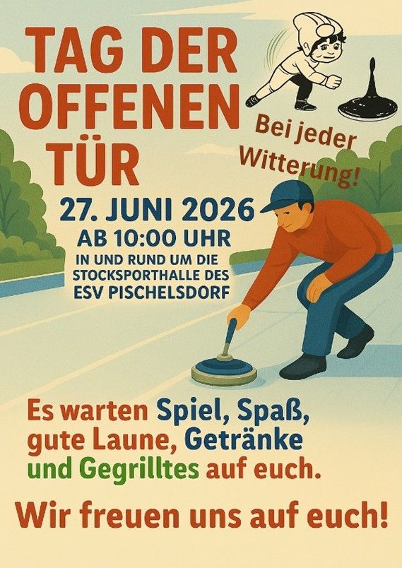 Ein Tag der offenen Tür am 27. Juni 2026, ab 10:00 Uhr. Spiele, Spaß, gutes Wetter, Getränke und Gegrilltes erwarten Sie. Wir freuen uns auf Sie!