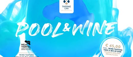 Promotional image for Therme Laa hotel, featuring the slogan 'COOL & WIN'. The image has a blue background and white text, with a logo in the upper right corner. The time is displayed as 00:00.