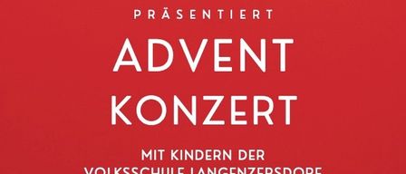 Plakat für das Adventkonzert des Langenzersdorfer Gesangvereins mit Kindern und dem Jugendensemble Klinguine am 8. Dezember 2025. Ort: Pferdexposition Dirnlwiese, Krottendorfstrasse 48. Beginn 17:00 Uhr, freier Eintritt.