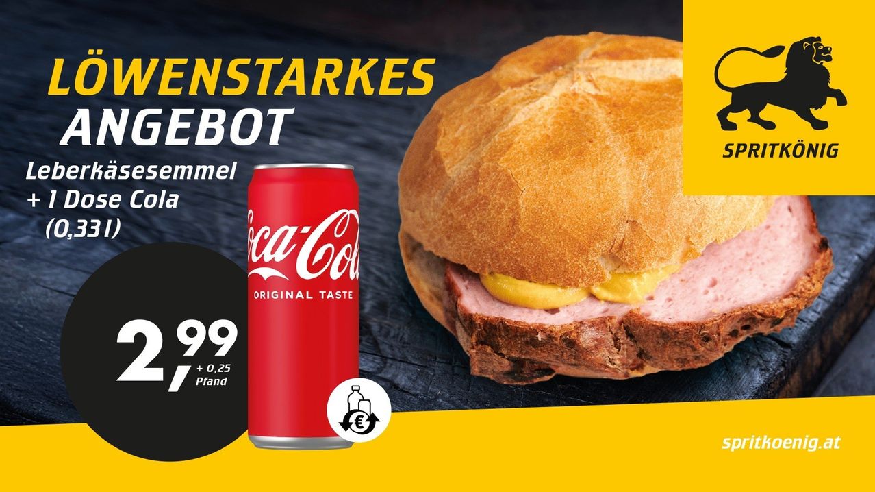 A Coca-Cola can is next to a ham sandwich with mustard on a dark background.