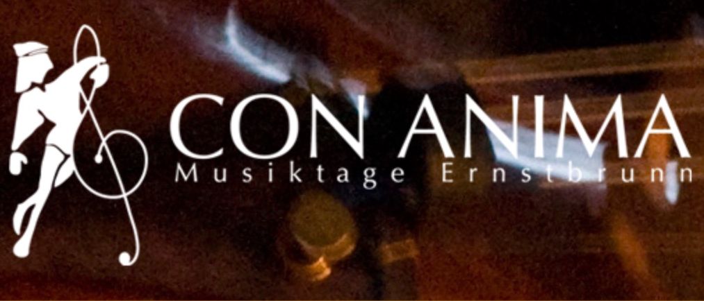 Das unscharfe Bild zeigt ein Logo mit dem Wort 'ANIMA' in großen Buchstaben und 'Ernstbrunn' darunter. Der Hintergrund ist dunkel und undeutlich.