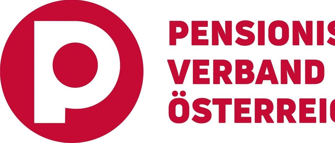 Das Bild zeigt ein rotes kreisförmiges Logo mit dem Text 'PENSION VERBAND OSTERR'. Das Design ist schlicht und zentriert.