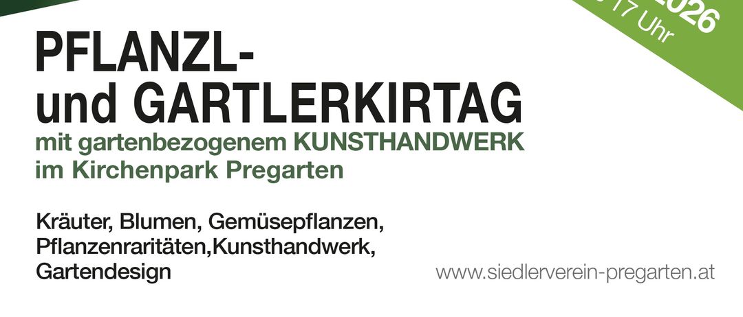 Ein Bild eines roten Schubkarrens, gefüllt mit verschiedenen Pflanzen. Der Schubkarren steht auf einer grünen Grasfläche. Der Text auf dem Bild lautet 'Pflanz- und Gärtnerfestival' mit dem Datum '25. April 2026'.
