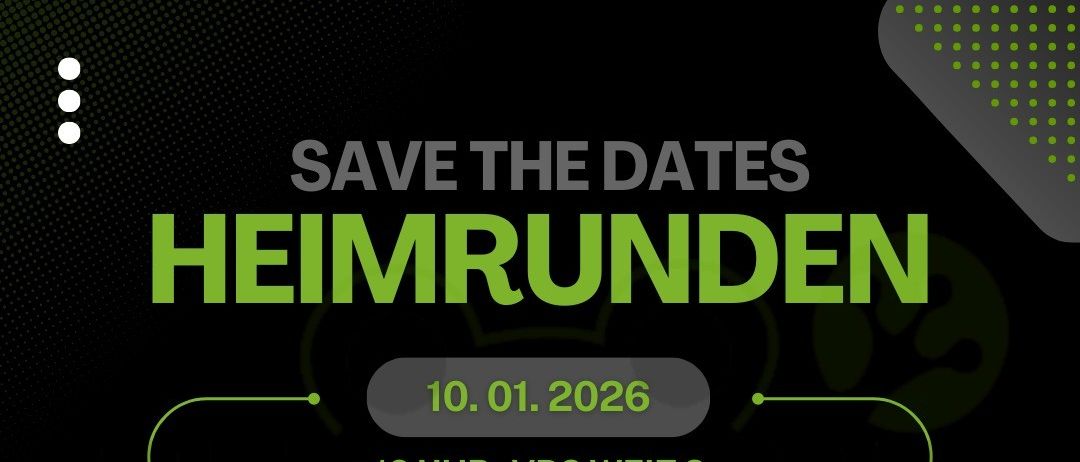 Ein Poster bewirbt drei Heimspiele eines Sportteams. Das erste Spiel ist am 10. Januar 2026 um 16:00 gegen VBC Weiz 2. Das zweite Spiel ist am selben Tag um 18:00 gegen GSV St. Radegund. Das dritte Spiel ist am 31. Januar 2026 um 18:00 gegen HIB Volley 4.
