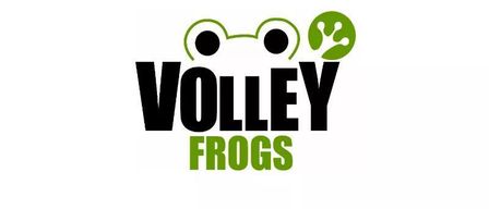 The image features the logo for Volley Frogs, which includes a frog icon and the text 'Volley Frogs' in green and black.