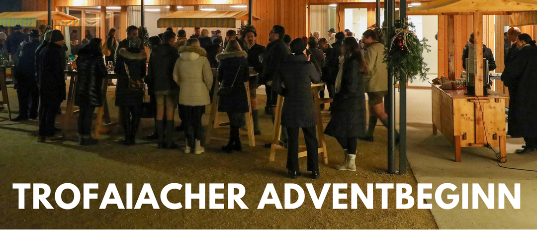 Ein Plakat für den Adventbeginn in Trofaiacher. Es zeigt: 30. November 2025, 16:00 - 20:00, Kirchplatz Trofaiach, mit Glühwein, Kinderpunsch, Snacks und SEELsorgeRAUM. Um 17:00 findet ein Adventkonzert mit dem St. Ruperter Männerquintett, dem Schulchor und adventlichen Gedanken statt.