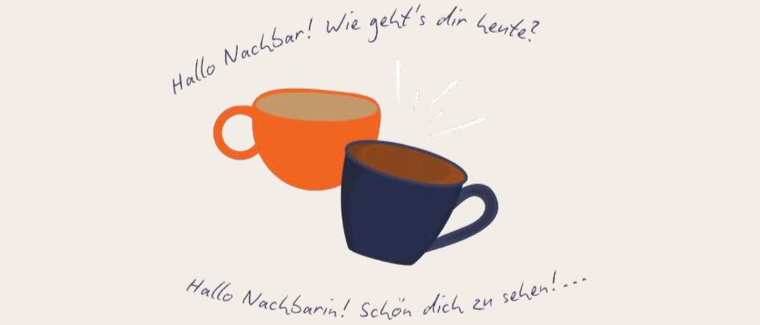 Einladung zum Nachbarschaftsfrühstück am 4. September 2026 von 8:30 bis 10:30 Uhr mit zwei Kaffeetassen und Logos der Katholischen Kirche, Trofaiach und Styria Vitalis.