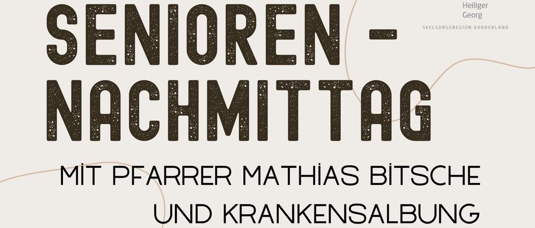 Seniorennachmittag beginnt um 14.30 Uhr in der Volksschule Sulz und danach Singnachmittag mit Herbert Peter und Freunden. Anmeldung erforderlich, M 0664/59 55 882 (Edith Wiederin). Senioren sind herzlich willkommen!