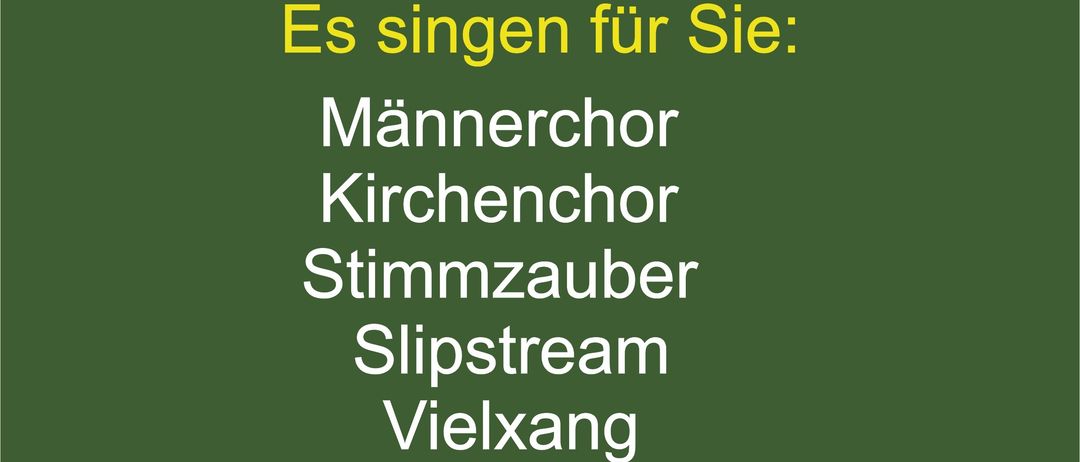 Ein Plakat für 'Mark Hartmannsdorf singt', einen Abend des Liedes am Freitag, 19. Juni 2026, um 19:00 Uhr am Kirchplatz Hartmannsdorf. Es zeigt einen Männerchor, einen Kirchenchor und andere Gruppen.