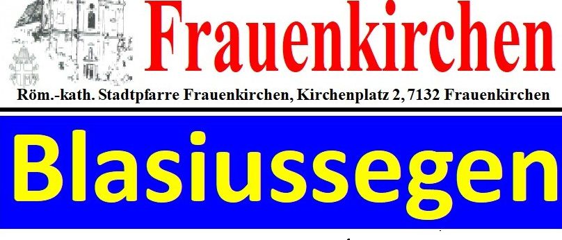 Plakat für das Blasiussingen-Event in Frauenkirchen, mit einer Kirchensilhouette, Händen mit Kerzen und dem Datum und der Zeit des Events.