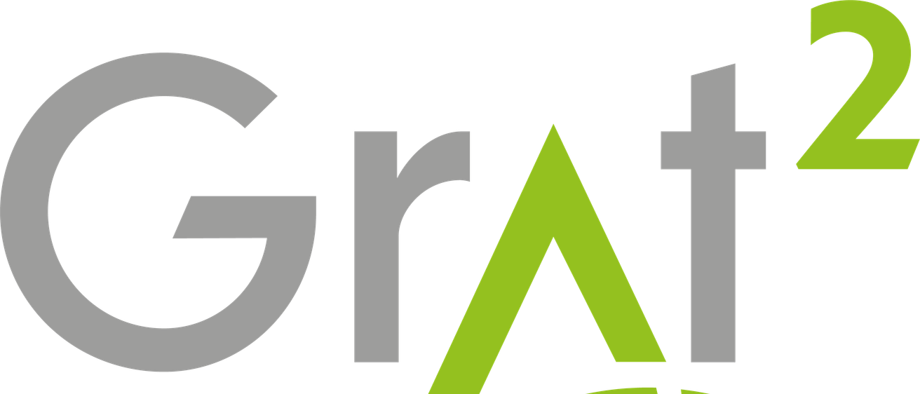 Das GRAT-Logo zeigt ein stilisiertes 'G' in Grau, ein 'A' in Gelb und ein Pluszeichen in Grau.