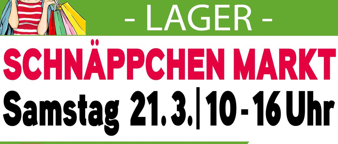 Werbeplakat für STYX Naturcosm Lager mit farbenfrohem Design und Einkaufstüten, das Kunden einlädt, am 21. März von 10 bis 16 Uhr zu besuchen.