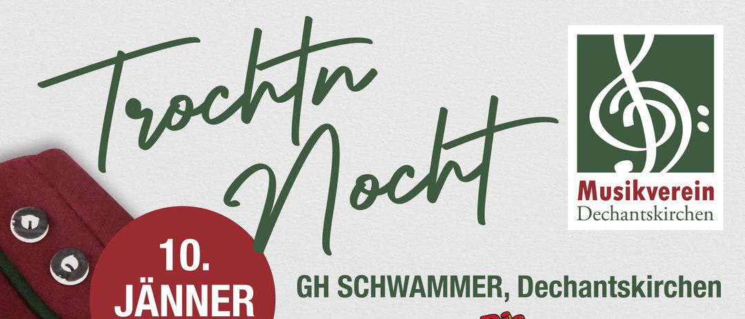 Eine Werbung für die Veranstaltung mit GH Schwammer, Dechani. Das Datum ist der 10. und die Uhrzeit ist 19:00.