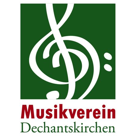 Ein grünes und weißes Logo mit einem Violinschlüssel in der Mitte und dem Text 'Musikverein Dechantskirchen' darunter.
