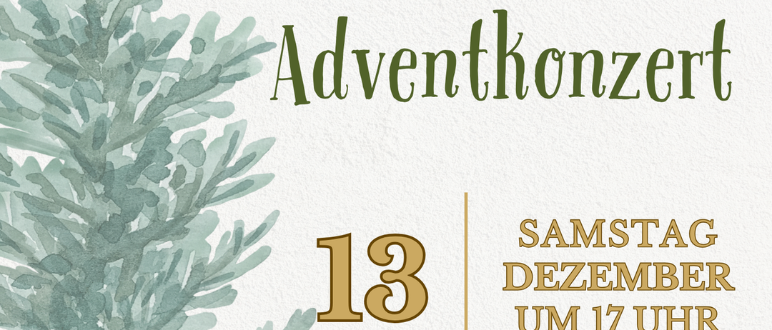 Ein Plakat für ein weihnachtliches Adventkonzert. Der Termin ist der 13. Dezember, und die Zeit ist 17:00. Der Ort ist Haus für Musik und Kultur in Spielfeld.