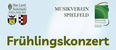 Poster for a Spring Concert by the Spielfeld Music Club and Franz-Koringer Music School on April 18, 2026 at 7 pm in Spielfeld.