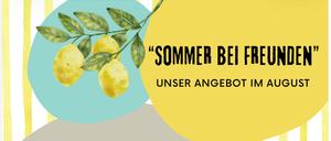 Eine Werbung für ein Sommerangebot mit Zitronen auf gelbem Hintergrund.