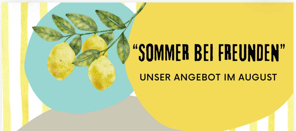 Eine Werbung für ein Sommerangebot mit Zitronen auf gelbem Hintergrund.