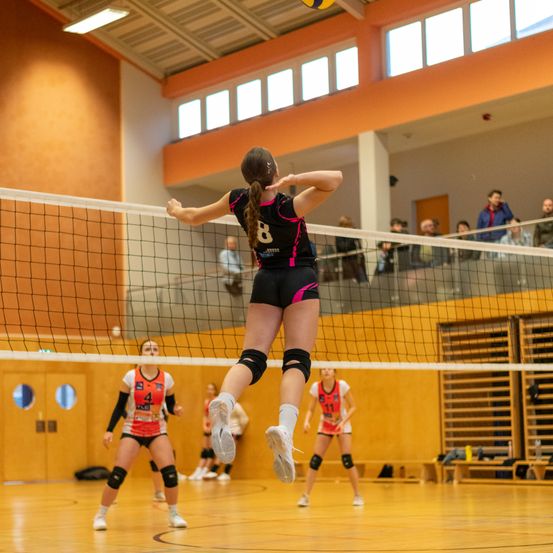 Bild enthält, Floor, Flooring, People, Person, Sphere, Volleyball (Ball), Volleyball Game, Hardwood, Wood, Shoe