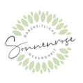 Ein kreisförmiges Logo mit dem Text 'Ganzheitliche Gesundheit' und umliegenden Blättern, mit 'Sonnenrose' in kursiver Schrift in der Mitte.