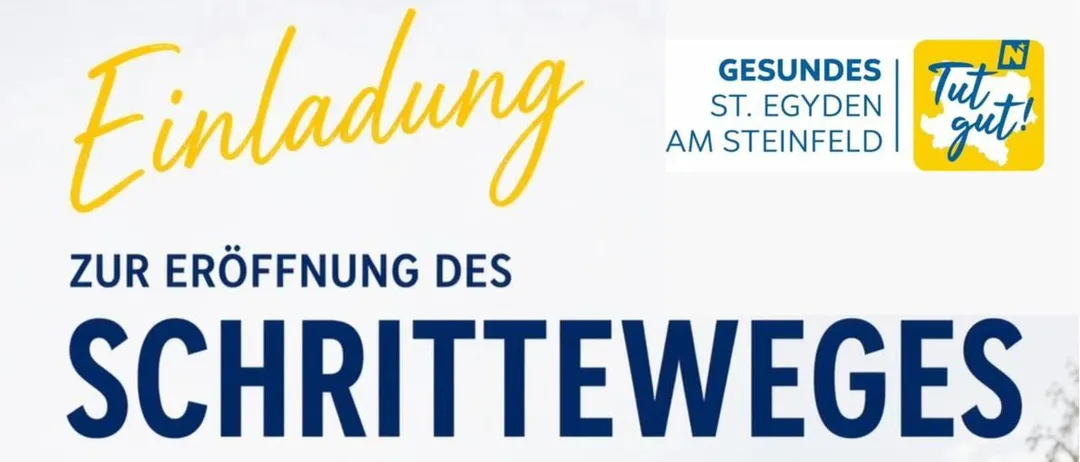 Plakat zur Eröffnung des 'Tut gut!'-Weges. Datum: 17. Mai 2026. Zeit: 10:00 Uhr. Ort: Egydiplatz. Mit Vorstellung, Erklärung und Feieraktivitäten.