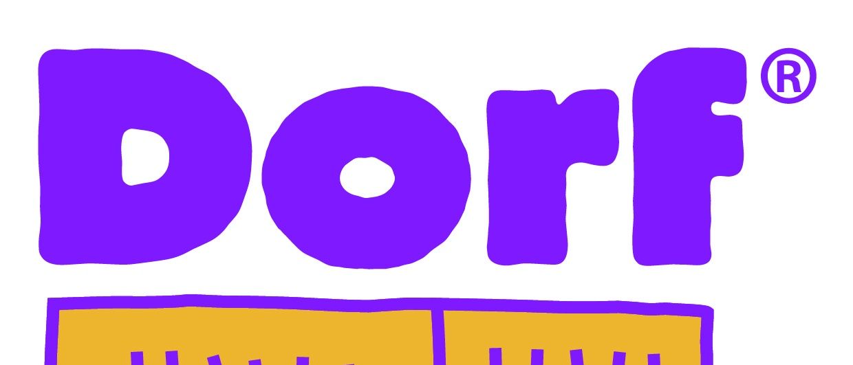 Ein Logo für DIY Service mit einem stilisierten Gebäude in Gelb und Lila.