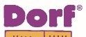Das Logo von Dorf Service zeigt ein Muster in Lila und Gelb mit dem Text Dorf Service in fetten, lila Buchstaben. Das Wort Dorf befindet sich oben und Service unten.