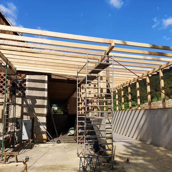 Bild enthält, Wood, Lumber, Architecture, Building, Housing, Person, Home Renovation Work