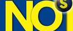 Ein blauer und gelber Banner zeigt das Wort 'NO' in großen gelben Buchstaben und 'Senioren' darunter in Weiß, mit einem schwarzen Kreis, der einen Buchstaben 'S' in der oberen rechten Ecke enthält.