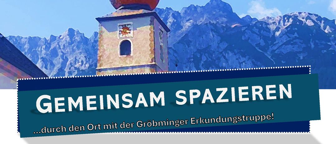 Gemeinsame Spaziergänge... durch den Ort mit der Gröbminger Erkundungsgruppe! Wann: Dienstag, 14. Juli 2026. Treffpunkt: Seniorenzentrum, Klostergasse 230. Uhrzeit: 10:00 Uhr (Dauer: 1 Stunde). Unterwegs in Gröbming - mit interessanten Zwischenstopps und Erzählungen aus den Lebensgeschichten von Bewohnerinnen des Seniorenzentrums. Alois Gugg vom Museum Gröbming begleitet mit ortsgeschichtlichen Themen. Kostenlos - ohne Voranmeldung.