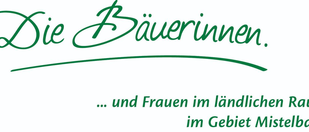 Das Bild zeigt ein Logo mit dem Text 'Bauernin... und Frauen im lan im Geb' in grüner kursiver Schrift auf weißem Hintergrund.