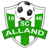 Das Emblem zeigt einen Fußball auf einem Schild, links mit '19' und rechts mit '46', darunter steht 'SC ALLAND'.
