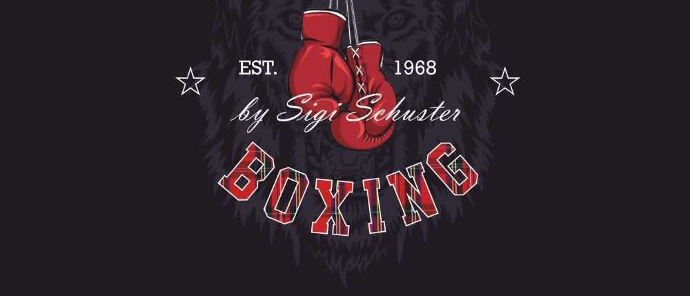 Ein Logo für Gentlemen Boxing, das einen Löwenkopf mit Boxhandschuhen zeigt, gegründet 1968 von Sigi Schuster.