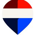 Ein herzförmiges Symbol mit vier Quadranten in Rot, Weiß, Blau und Kastanie.
