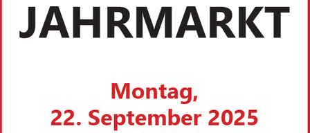 Plakat für einen Jahresmarkt in Neudorf am Montag, 22. September 2025, von 6:00 bis 13:00 Uhr in der Matthias-Kollwentz-Straße. Organisiert vom Fremdenverkehrs- und Verschönerungsverein.