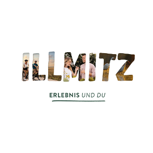 Das Bild zeigt das Wort 'ILLMITZ' aus Bildern von Menschen und Natur, mit 'Erlebnis und du' darunter.