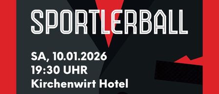 Werbeplakat für eine Sportball-Veranstaltung von USV Stubenberg am 10.01.2026 um 19:30 im Hotel Kirchenwirt. Dresscode: Abendgarderobe oder Tracht. Eintritt ab 19:00 Uhr. Für Gastronomie ist gesorgt. Mitternachtseinlass. Taxiservice ab 5 Uhr p.M.