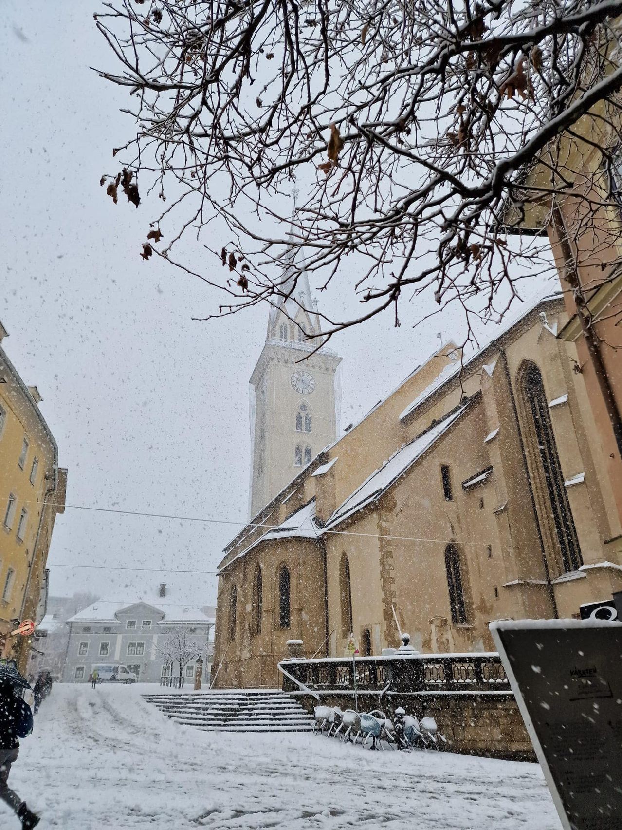 Bild enthält, Nature, Outdoors, Person, Gothic Arch, Winter, Clock Tower, Snow, Bird